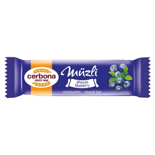 Baton musli cu afine și cu glazură de iaurt Cerbona - 20 g