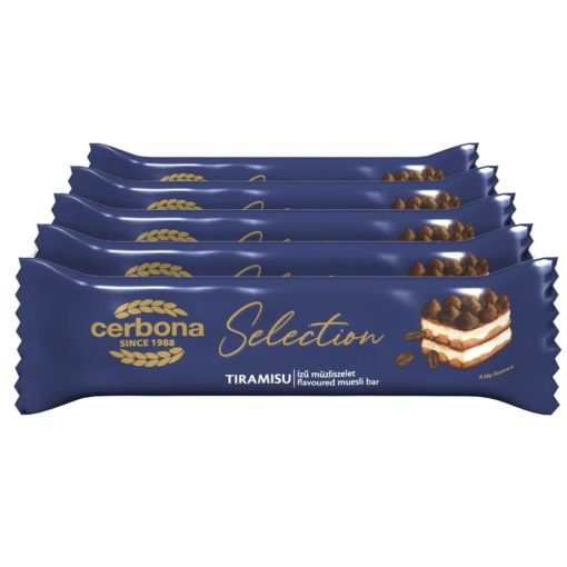 Baton de cereale cu glazură albă Cerbona Selection Tiramisu - 5 x 22 g / Pachet de gustări