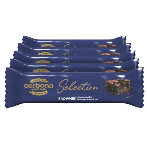 Baton de cereale cu glazură de cacao, Cerbona Selection brownie - 5 x 22 g / Pachet de gustări